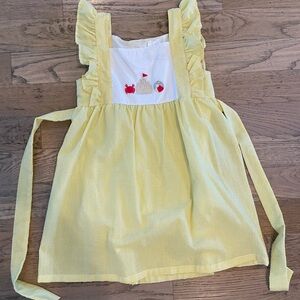 Yellow Seersucker Apron with Beach Embroidery